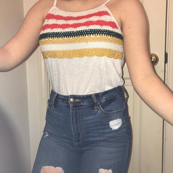 white tank top with crochet - Picture 4 of 6